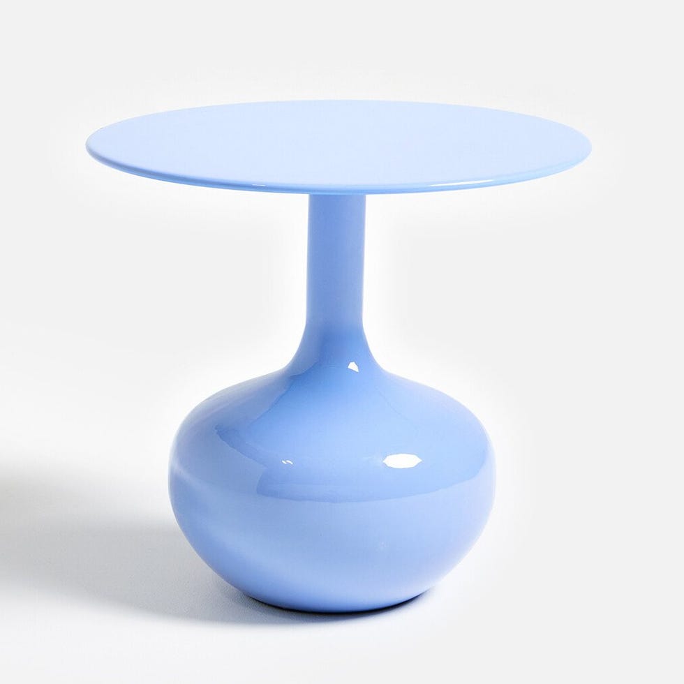 Perla Blue Enamel Round Side Table
