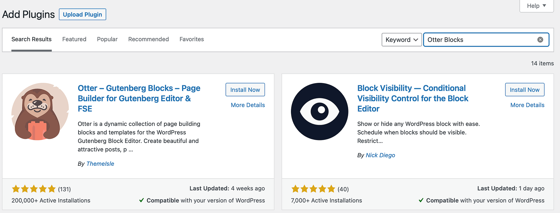 Installing Otter Blocks in WordPress