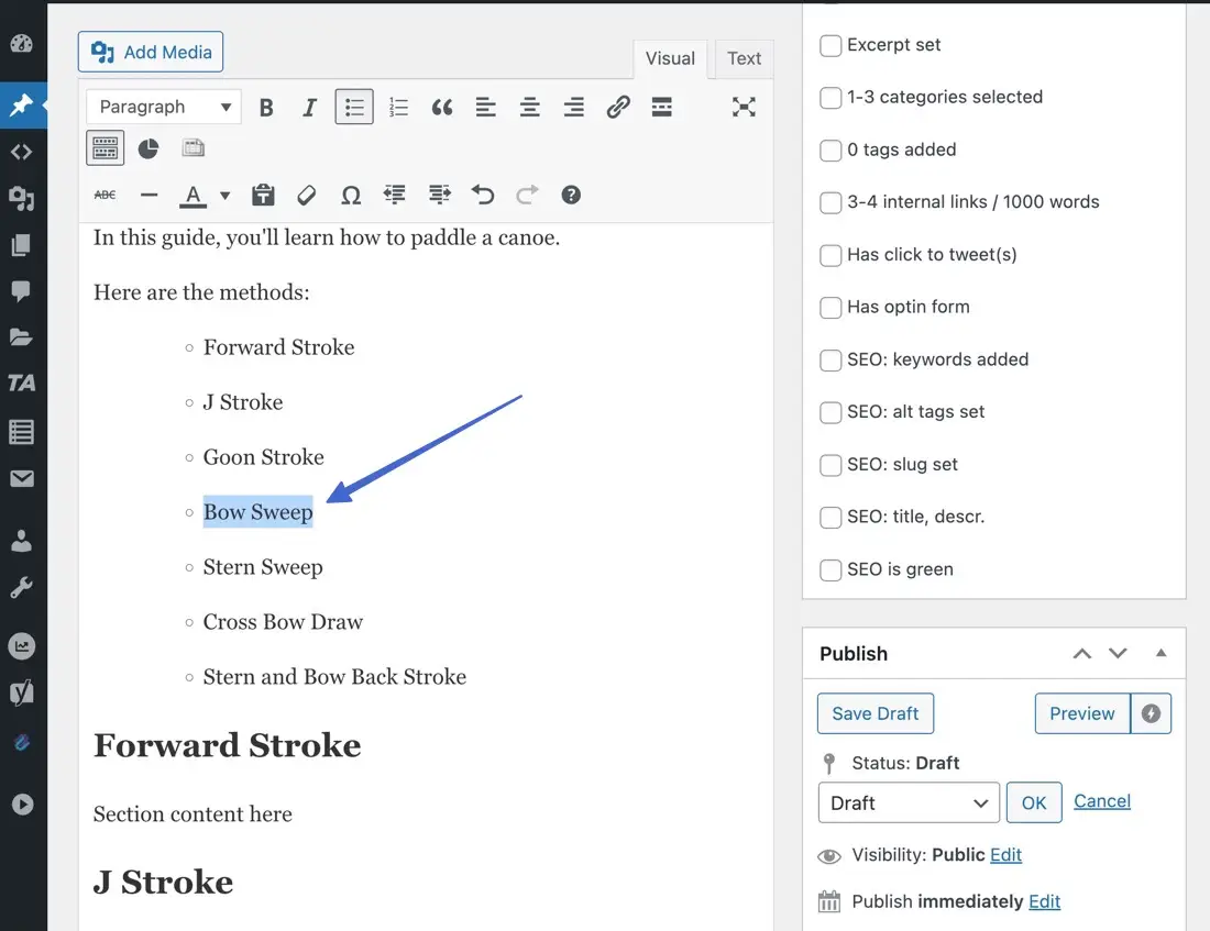 looking at the text we want to link 