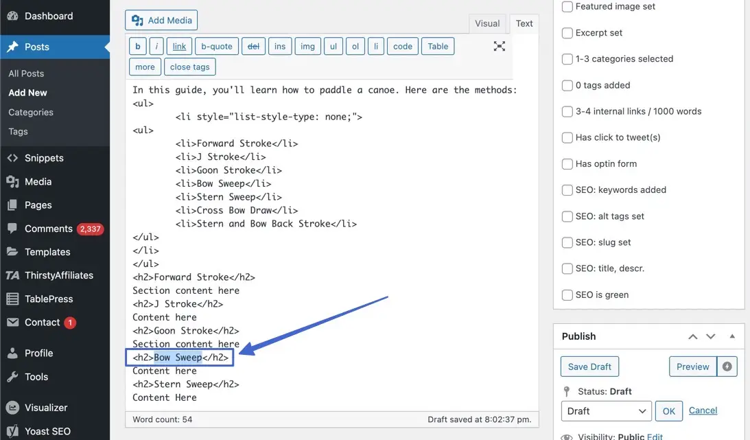 finding the right header