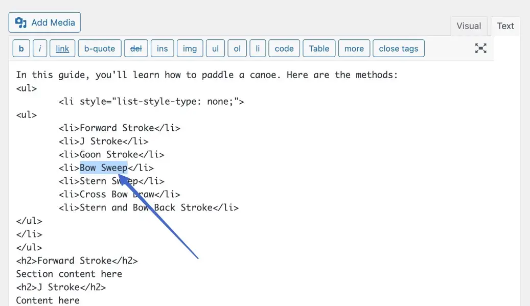 highlighting text to make a link 