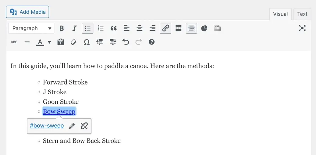 the link all set in WordPress