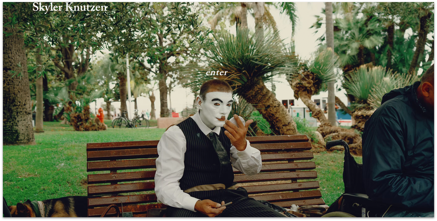 Skyler Knutzen portfolio splash page