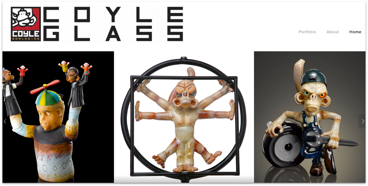 Coyle Glass artist portfolio homepage carousel