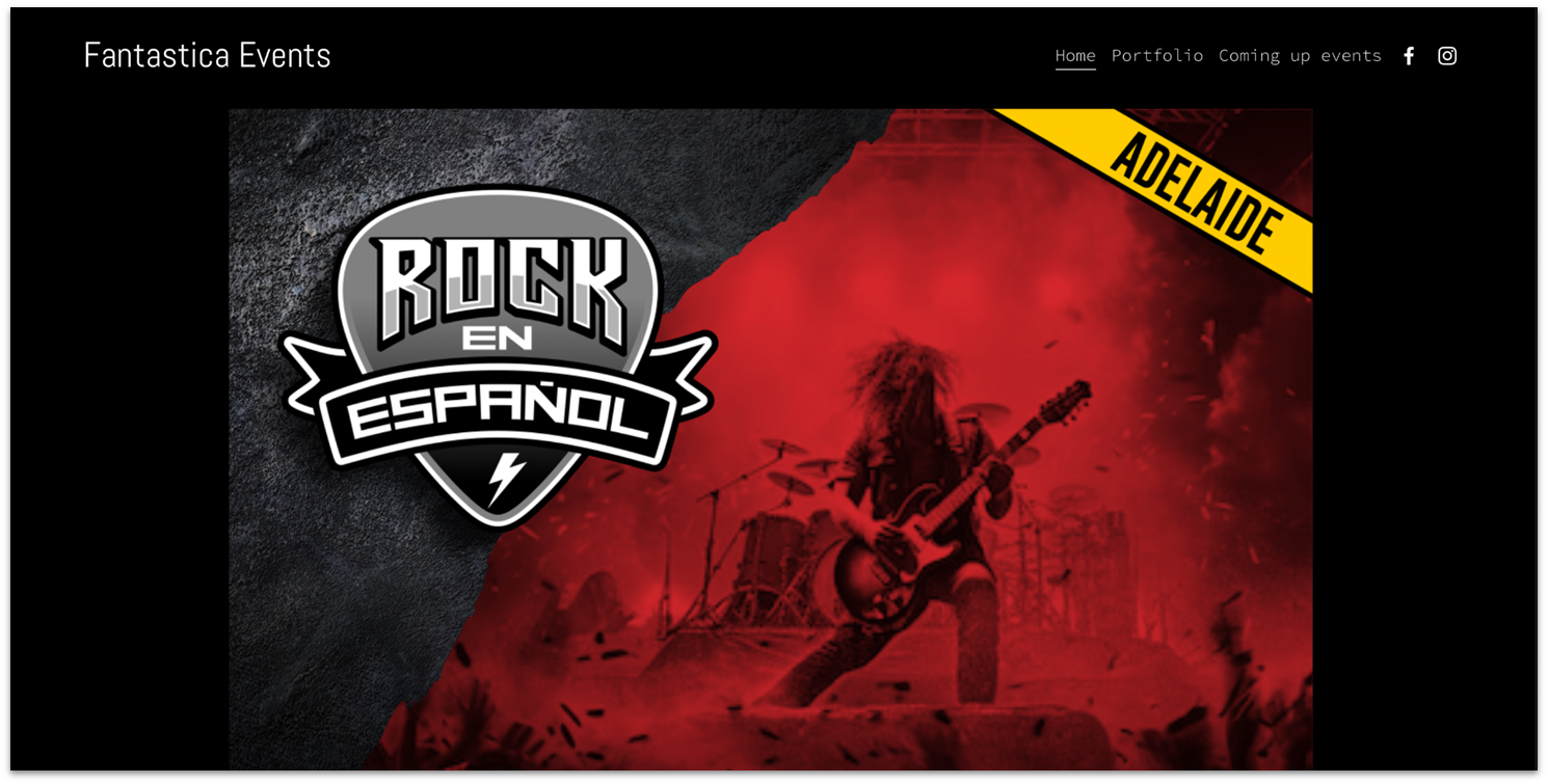 Fantastica Events portfolio homepage