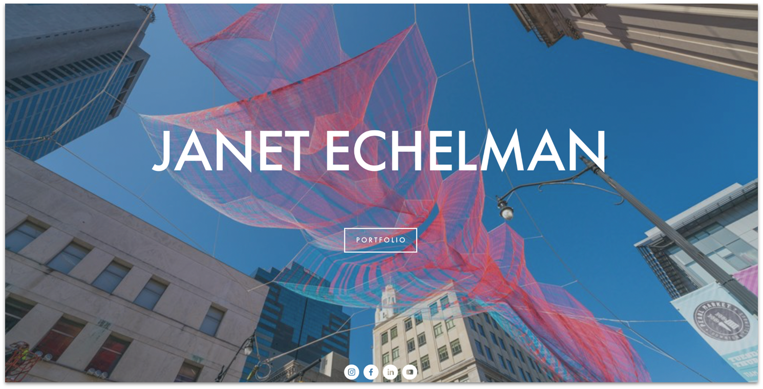 Janet Echelman art portfolio splash page