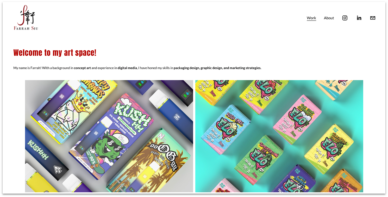 Farrah Siu portfolio homepage gallery