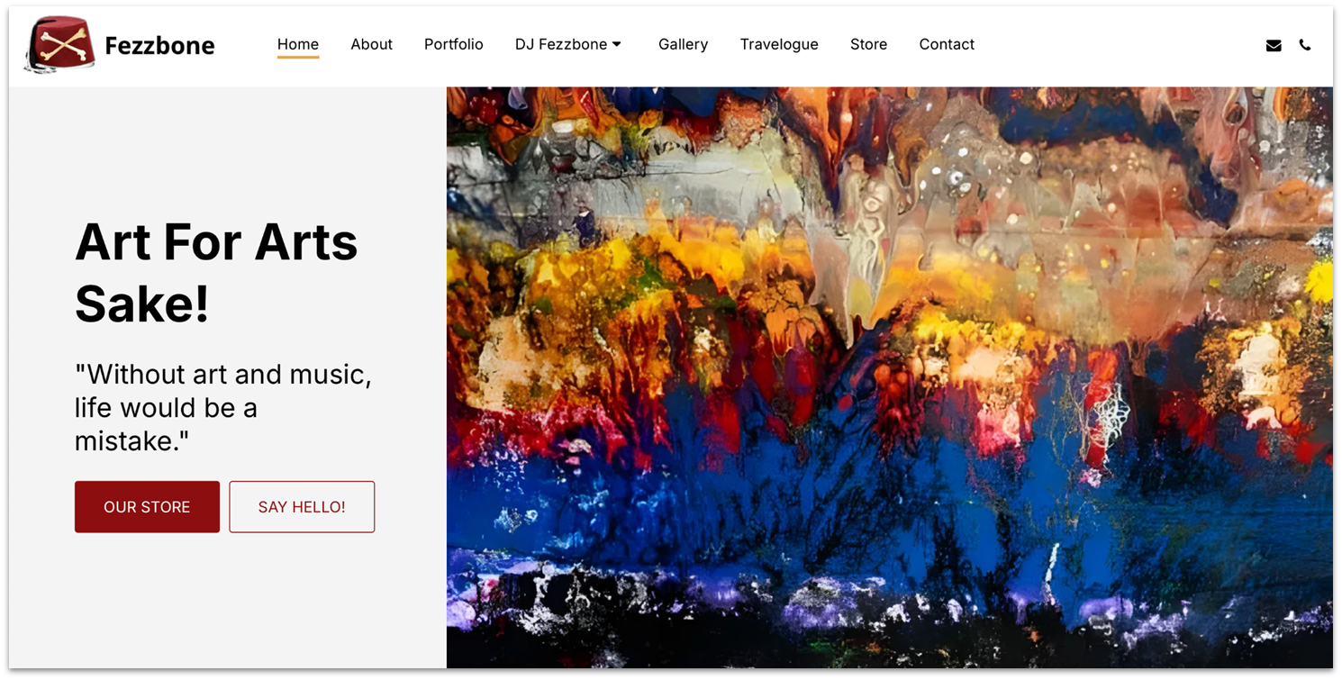 Fezzbone portfolio website homepage