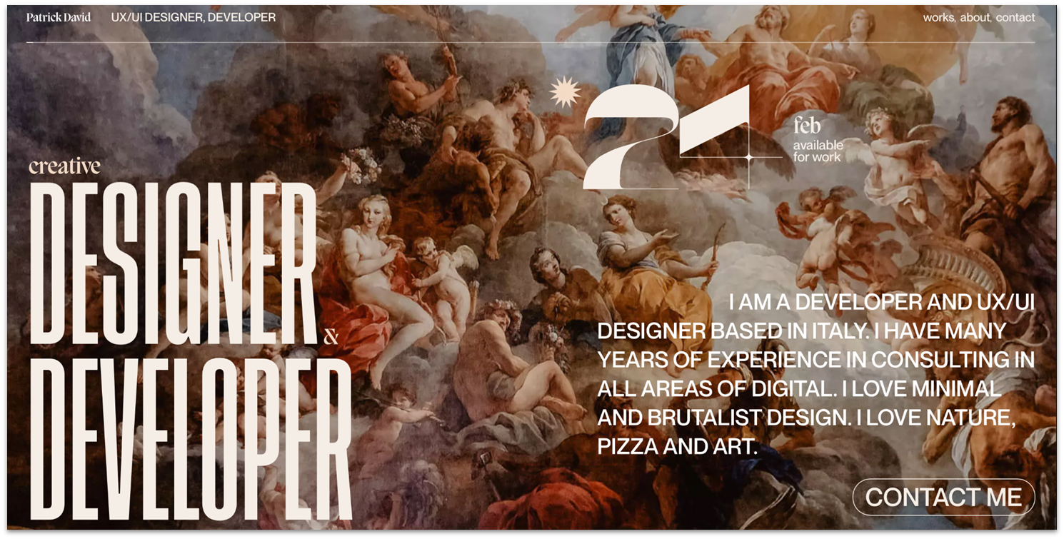 Patrick David UX/UI portfolio website homepage