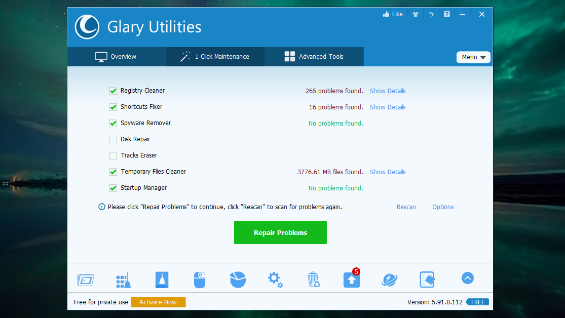 Glary Utilities screen grab