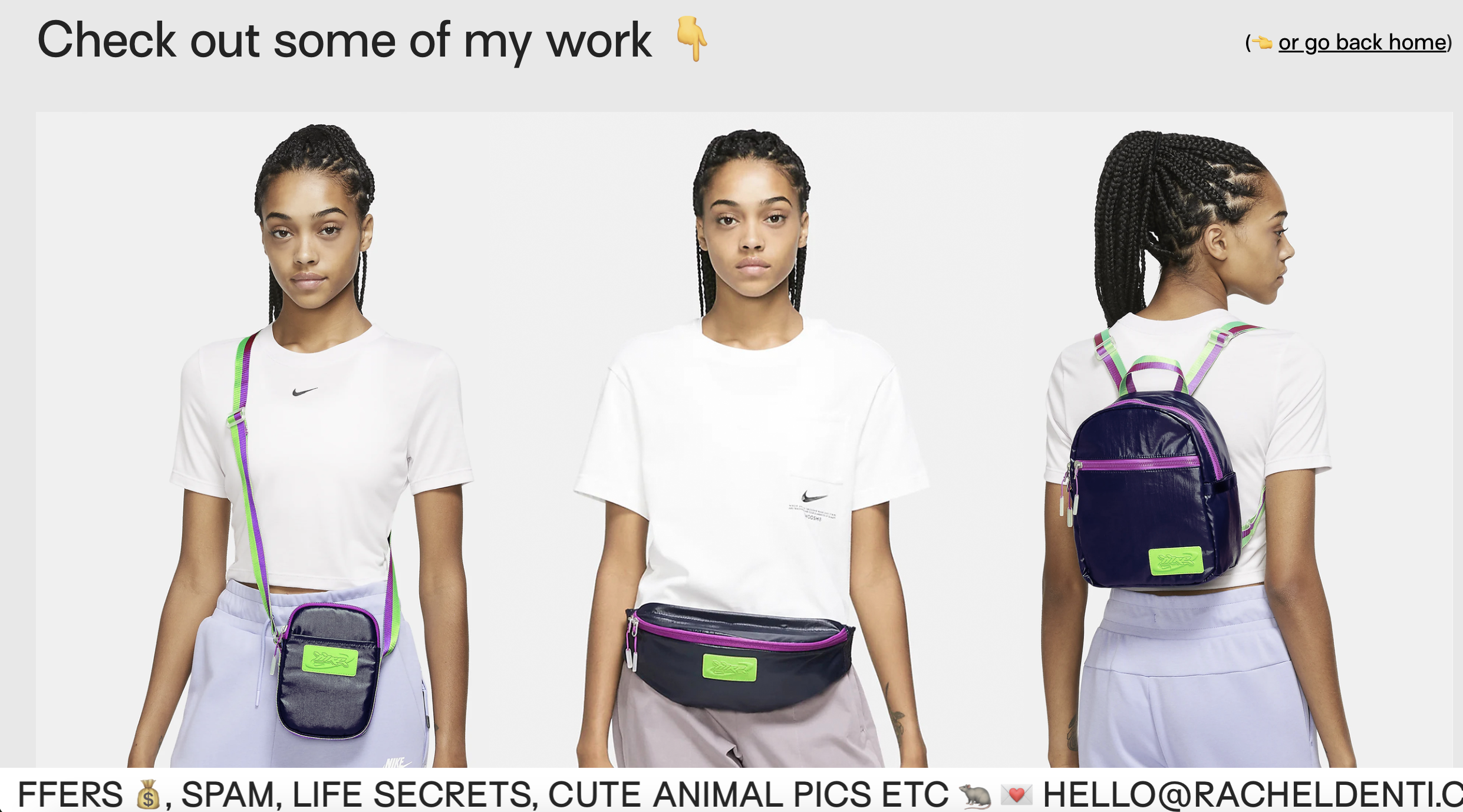 Screengrab of Rachel Denti's portfolio website