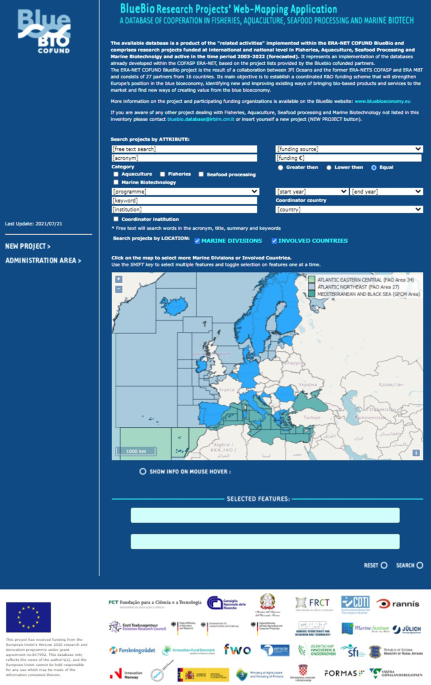 The BlueBio project’s database: web-mapping cooperation to create value for the Blue Bioeconomy