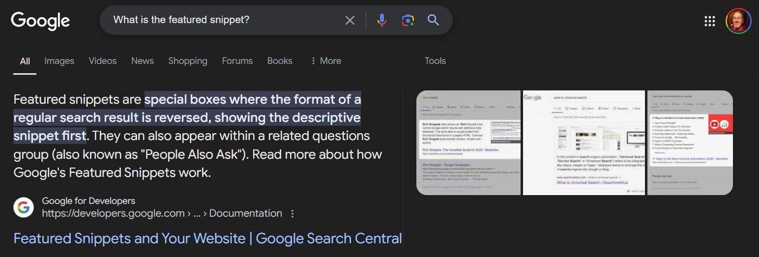 Google's Featured Snippets seek to answer specific questions