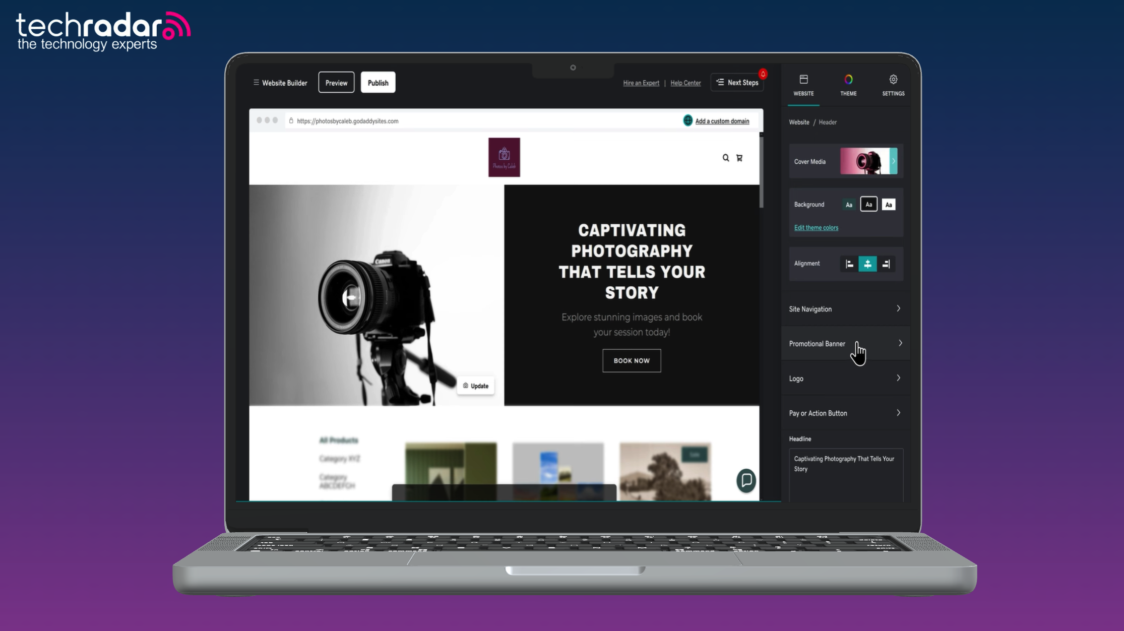 screenshot of Ai website builder being used on a mac