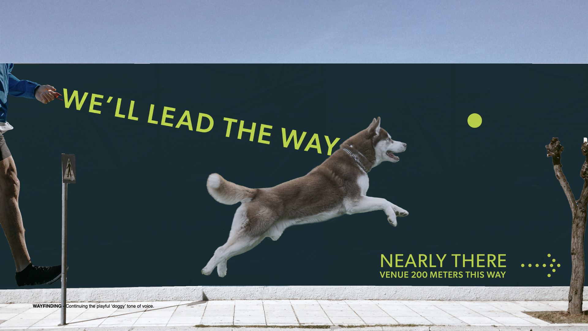 Page from Isabella Aktinson's portfolio showing Cruft's wayfinding