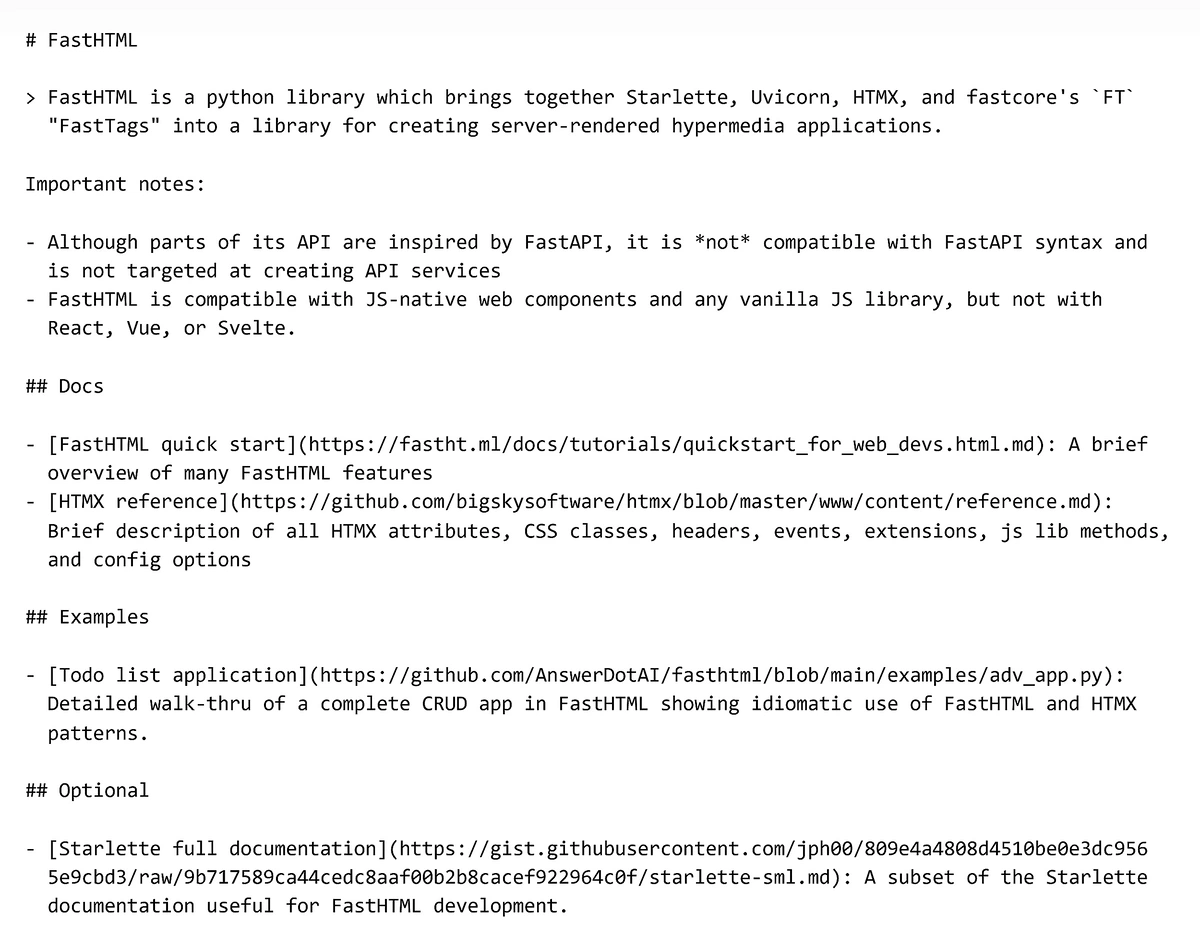 An example llms.txt file for a domain