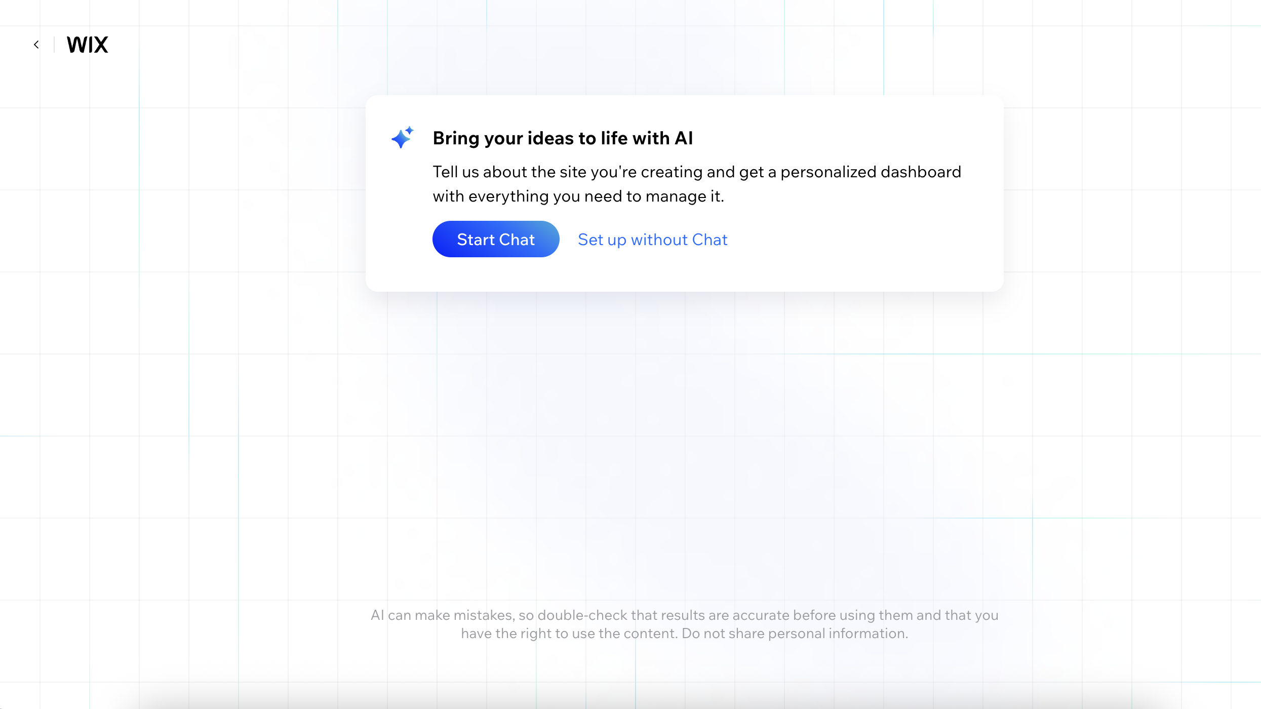 Screenshot of Wix setup process