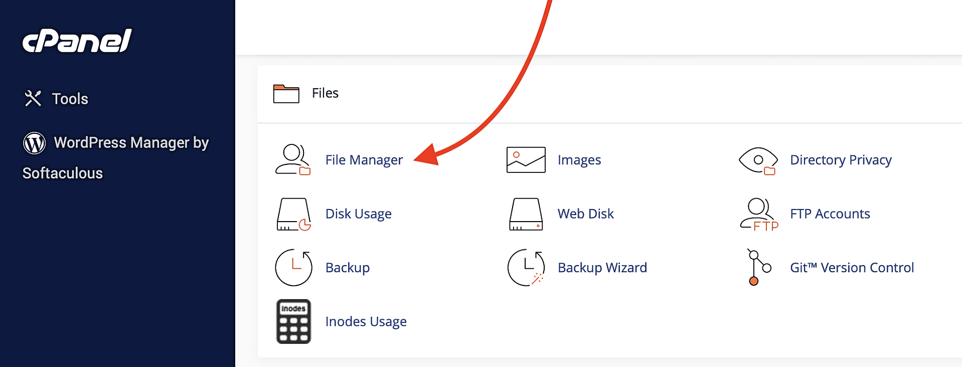 Accessing FTP account via cPanel.