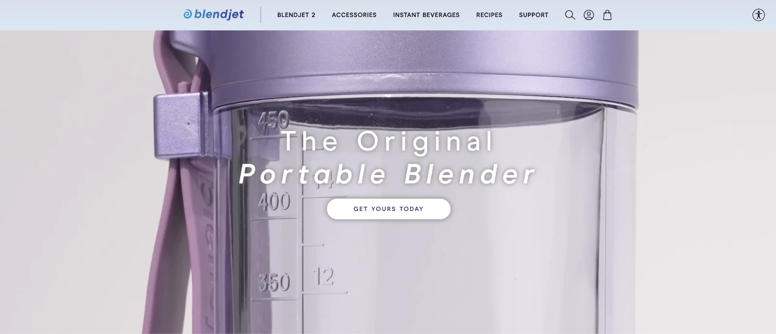 Close-up image of lavender portable blender.