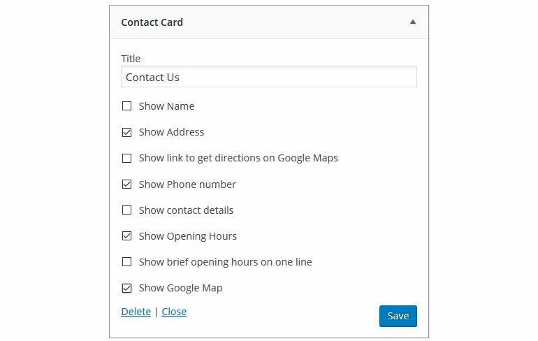 Business Profile Widget Configuration