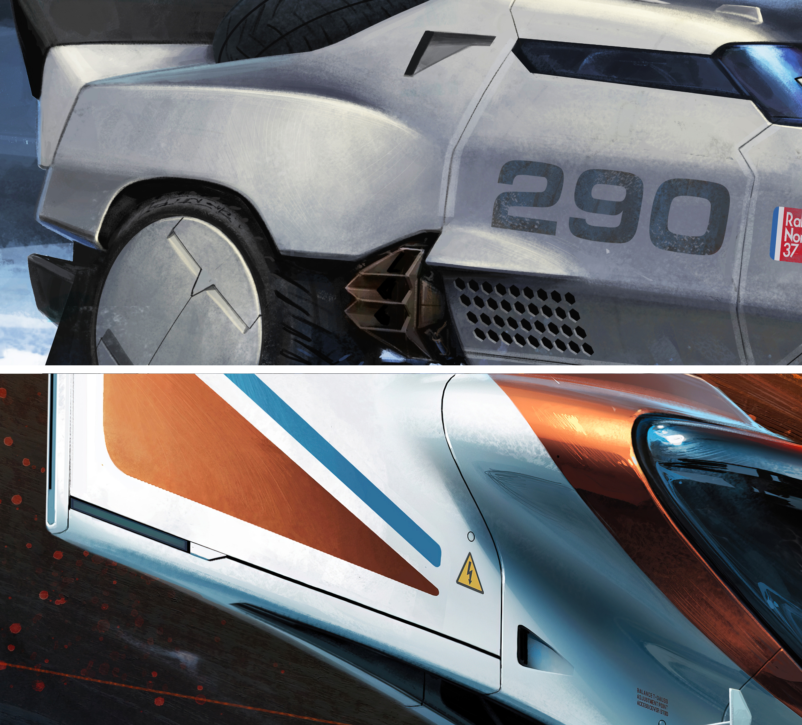 Design epic vehicles; close-up view of vehicle edges