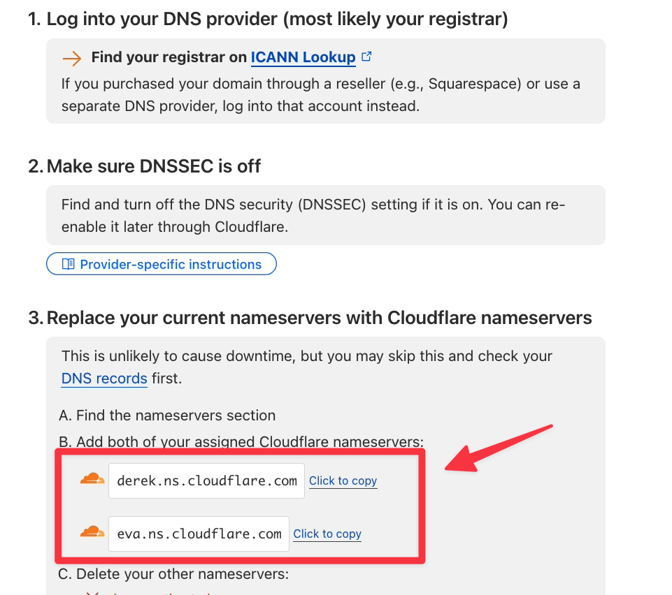 Change WordPress site nameservers to Cloudflare