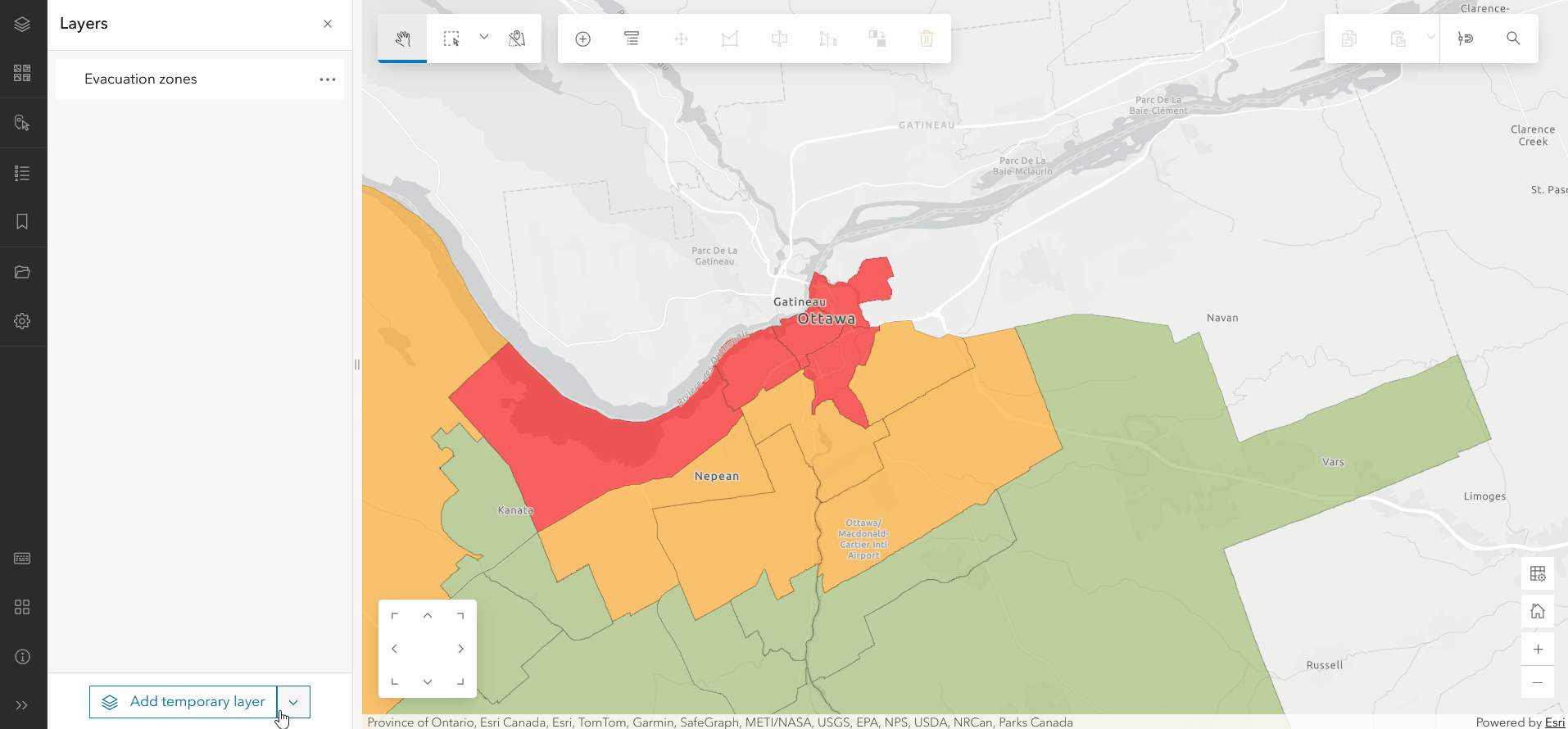 GIF shows a user adding a temporary layer to a web map, copying the featurs and pasting into their own layer.