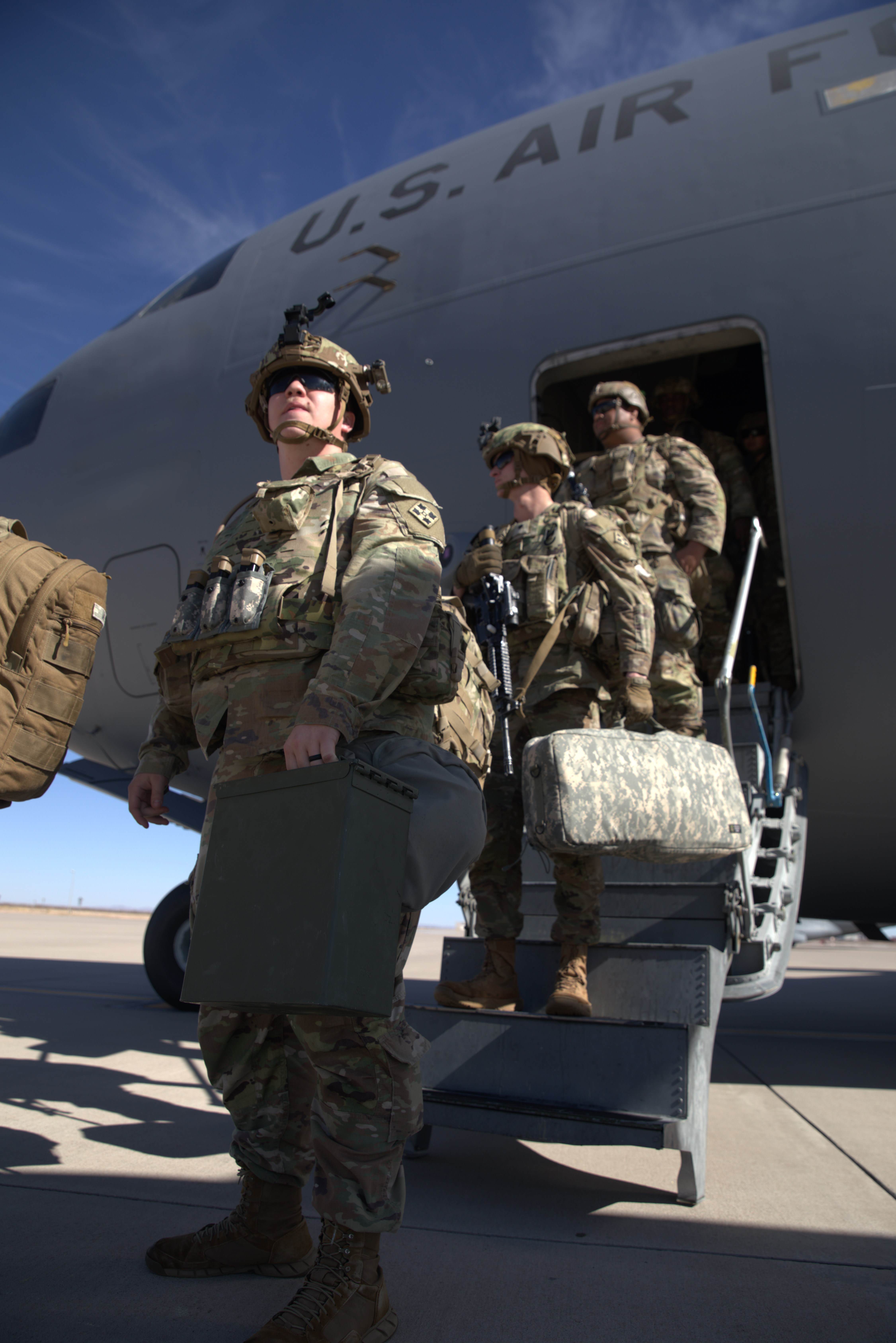 DOD Southern Border Mission 2025, Sgt. Reece Newton, 1-26-25, 569th CE Co disembarks.jpg