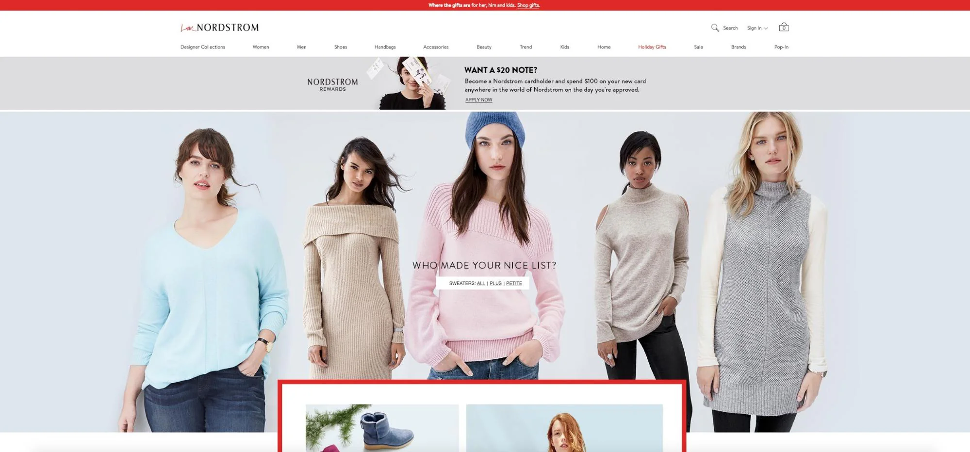 Designing Webpages For Christmas: Nordstrom