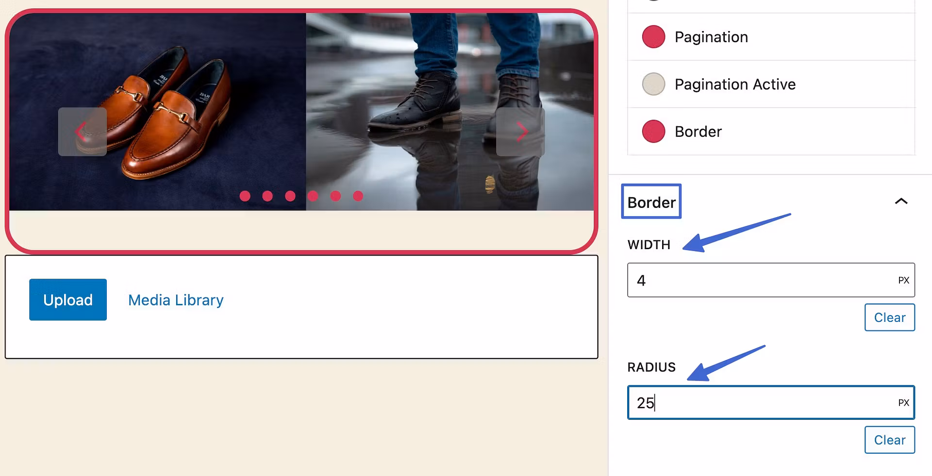 Adding a border to a WordPress slider