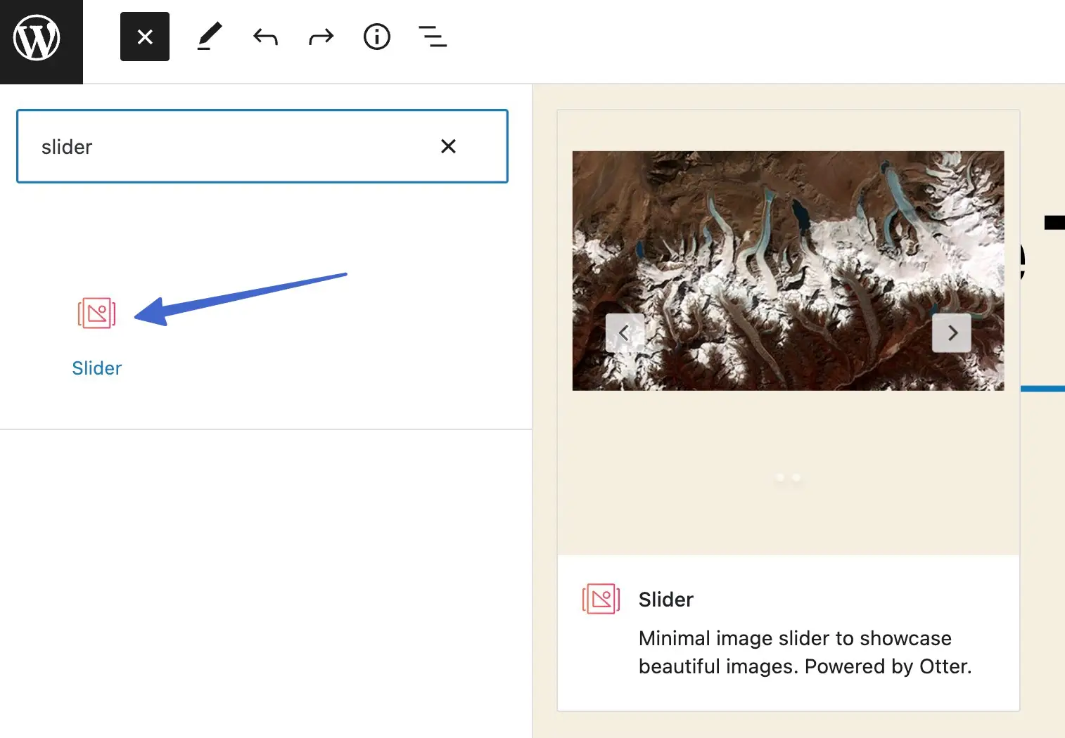 Clicking on the slider block 