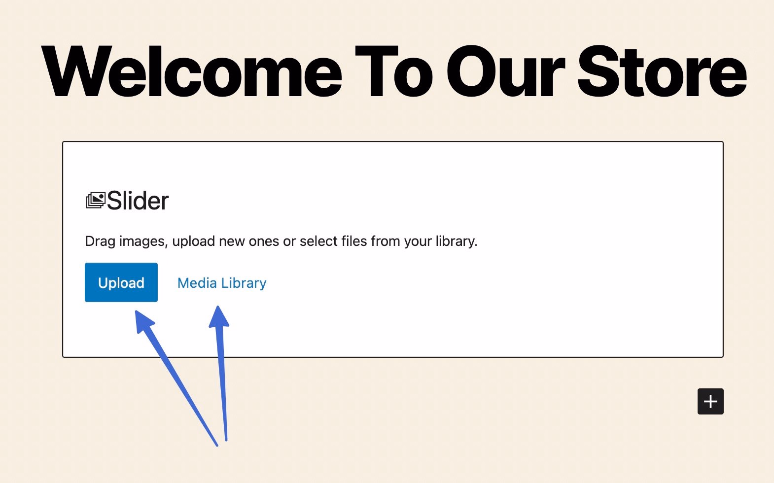 Uploading or choosing the media library for a slider in WordPress 