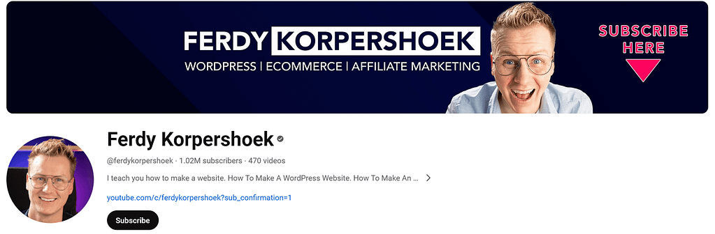 Ferdy Korpershoek YouTube channel for WordPress training videos