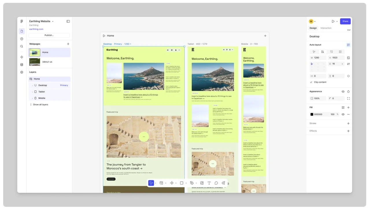 Overview of Figma’s new no-code website creation tool
