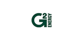 G2 Energy company logo - a large dark green capital letter 'G' with a small number '2' in the top right, and 'Energy' vertically next to the 'G2'