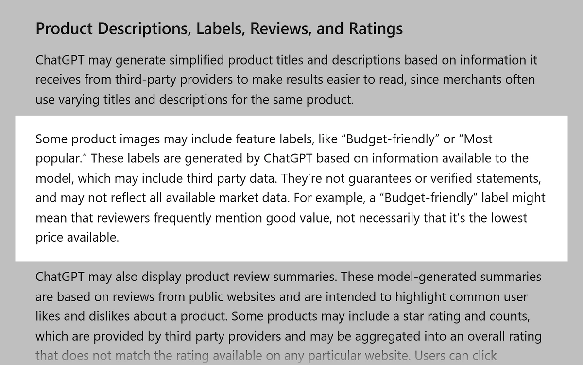 Further details about OpenAI's classification of products in e-commerce queries
