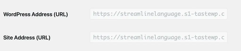 General Settings WP Address and Site Address options