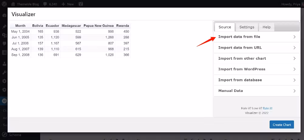Visualizer - Import data from file