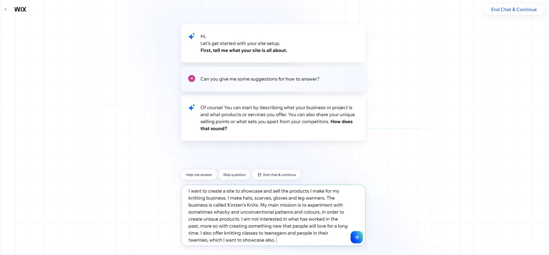 Wix Website Builder AI Prompt. Source: Tech.co