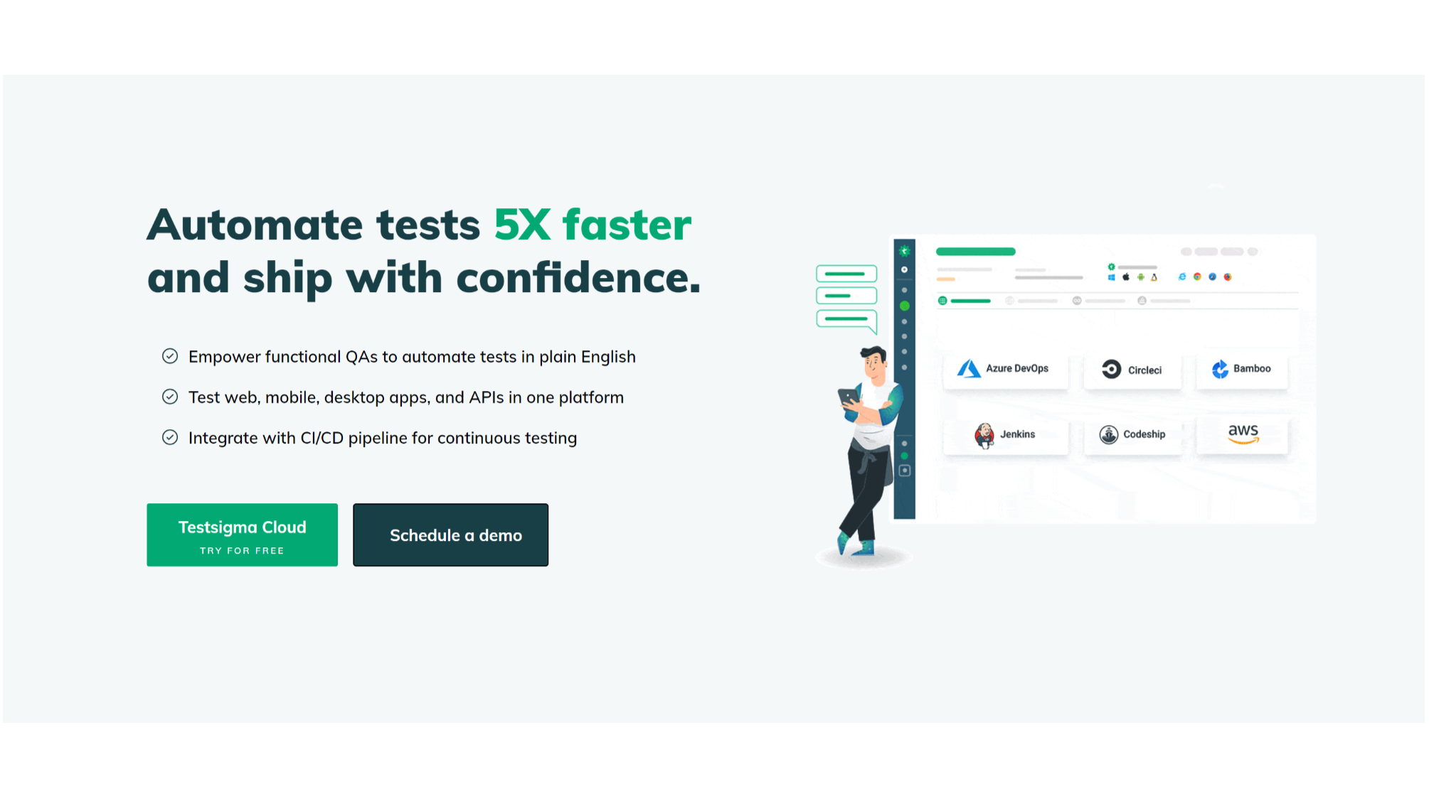 A screengrab from the website of Testsigma, one of the best website responsiveness testing tools