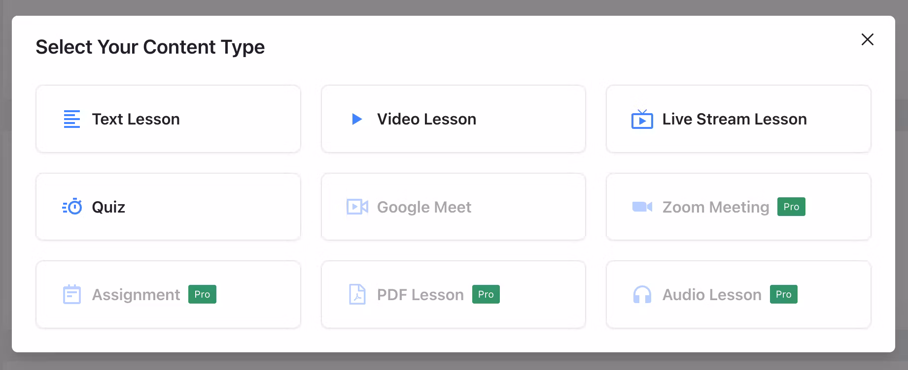 Masteriyo lesson type