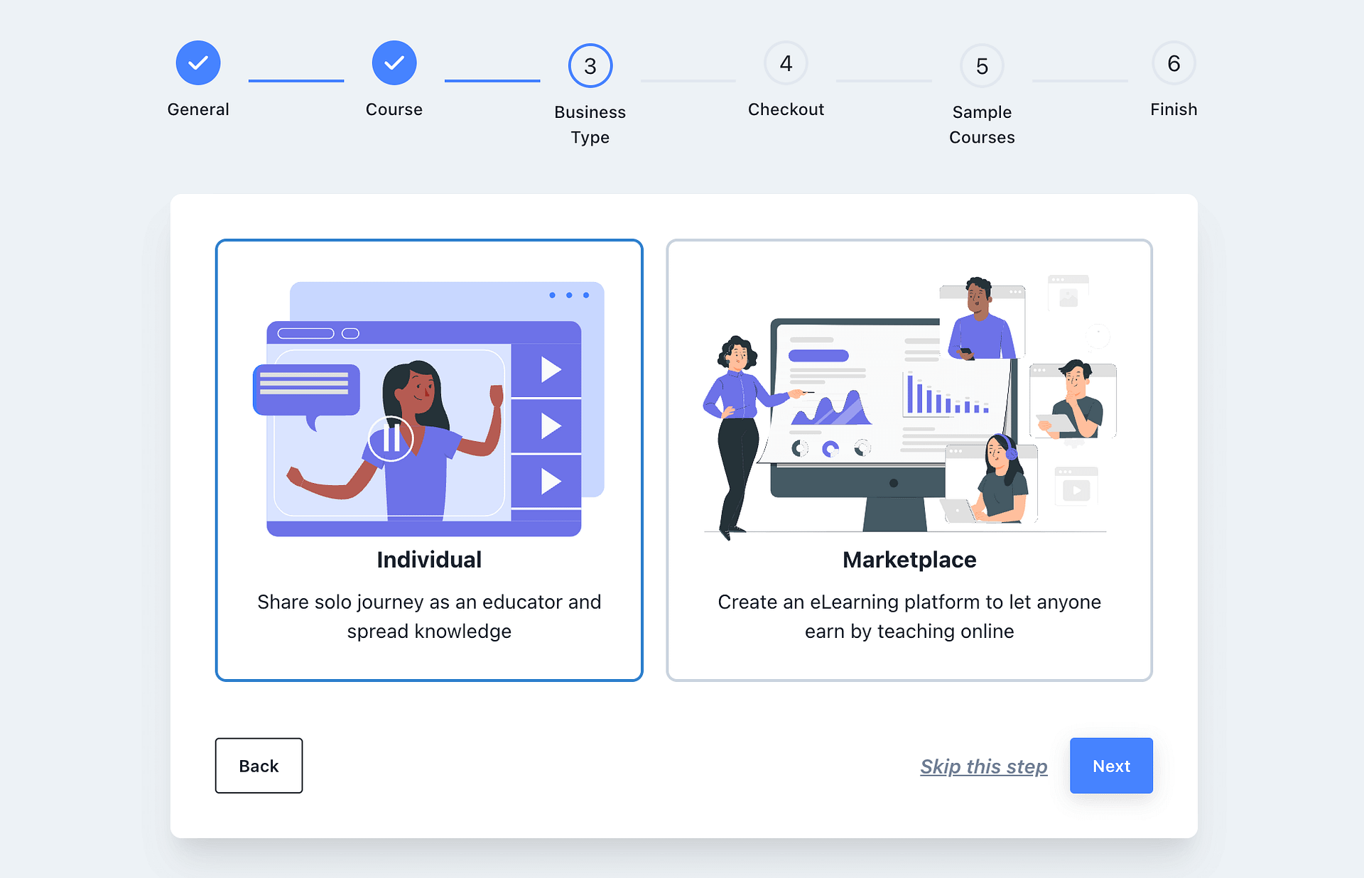 individual or marketplace courses