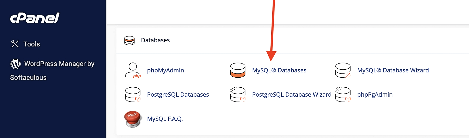 MySQL Databases option in cPanel