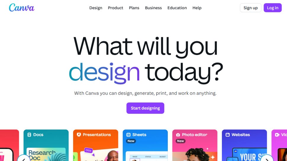 Website screenshot of Canva (August, 2025)