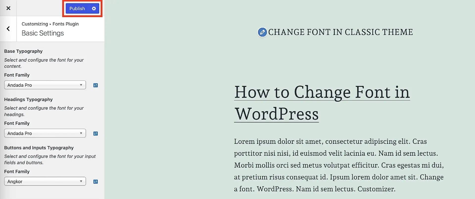 Making font choice changes go live across your website.