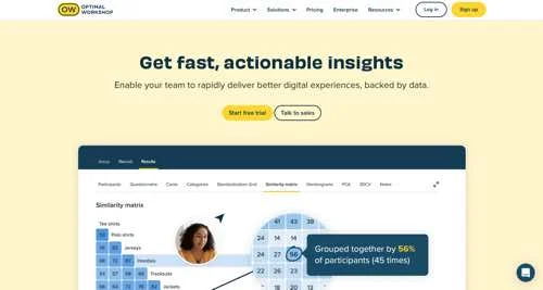 Optimal Workshop homepage.