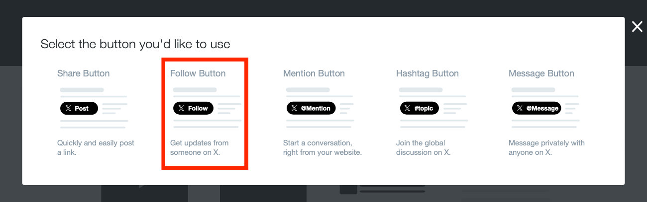 Image of Publish X Page Follow Button