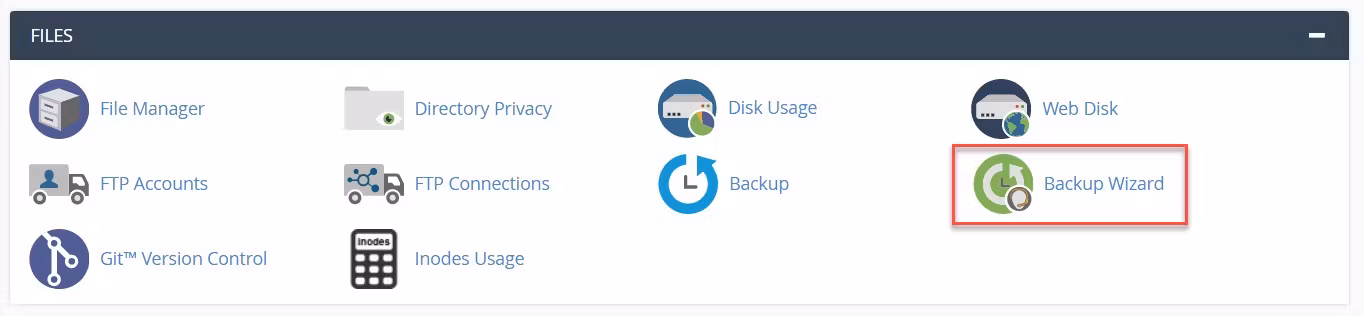How to access backup wizard in cpanel