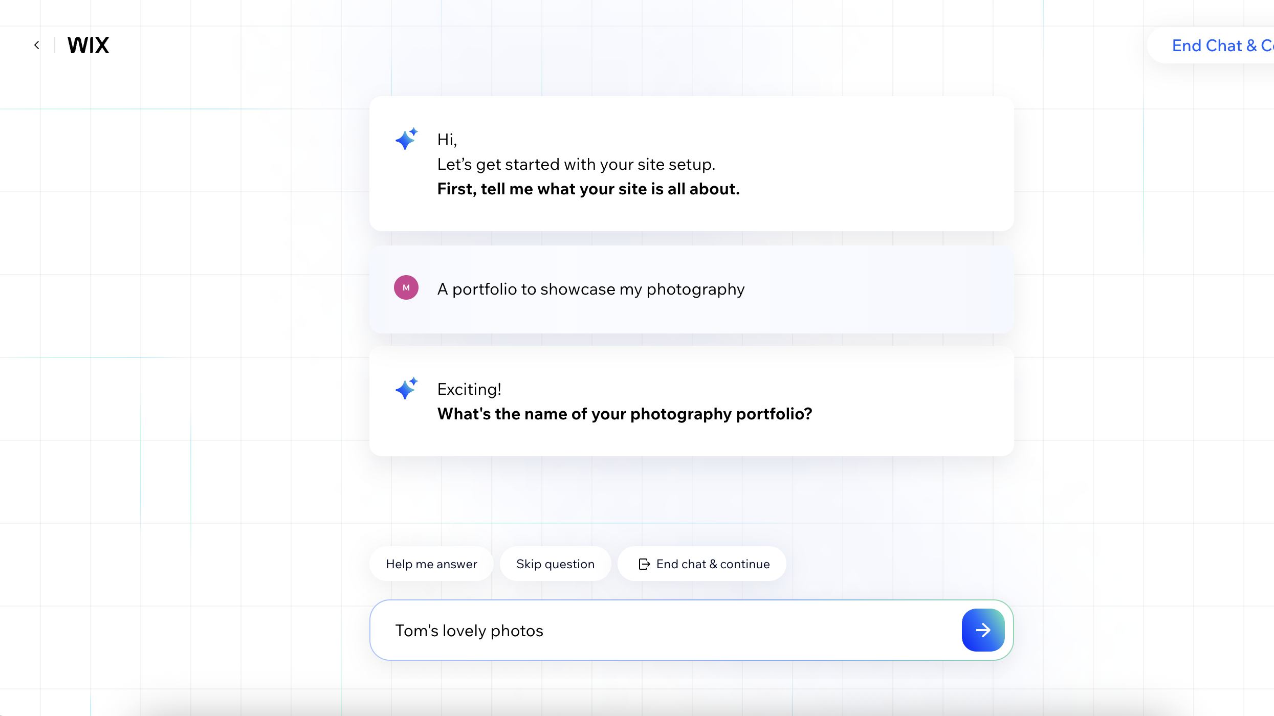 Screenshot of Wix setup process