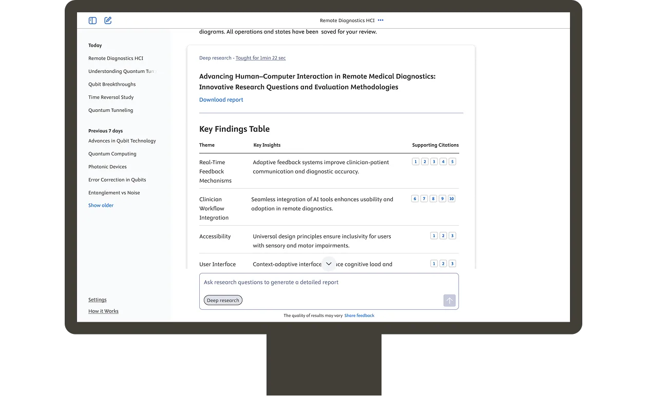 Screenshot of a Deep Research report